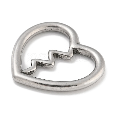 Anti-Tarnish 304 Stainless Steel Heart Linking Rings STAS-D197-24P-1