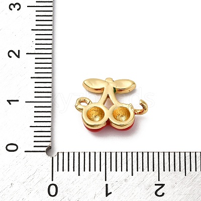 Brass Red Enamel Connector Charms KK-I276-13G-01-1