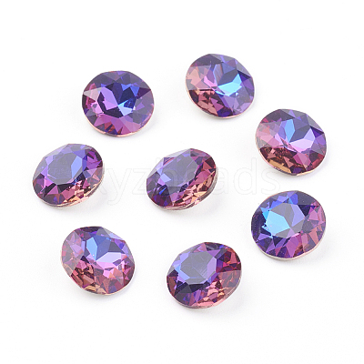 Pointed Back & Back Plated Glass Rhinestone Cabochons RGLA-J012-8mm-001VB-1