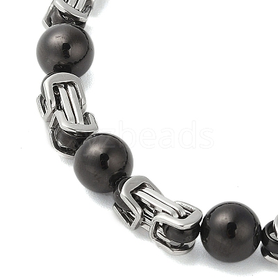 Round 304 Stainless Steel Byzantine Chain Bracelets for Men BJEW-B093-06BP-1