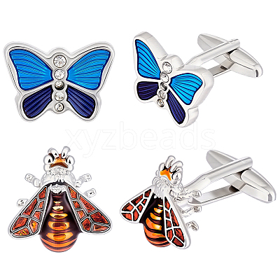 2 Pairs 2 Styles Brass Resin Cufflinks FIND-GA0008-58-1