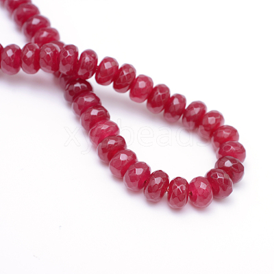 Faceted Rondelle Dyed Natural White Jade Bead Strands X-G-R343-6x8-07-1