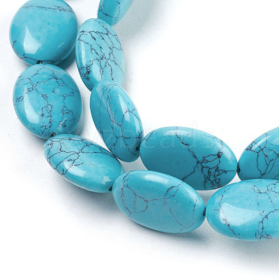 Flat Oval Gemstone Synthetic Turquoise Stone Beads Strands G-S113-11-1