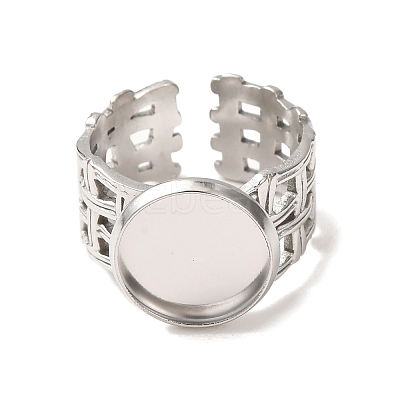 Woven Bezel 304 Stainless Steel Cuff Ring Components SA-CBAD8FA-01P-03-1