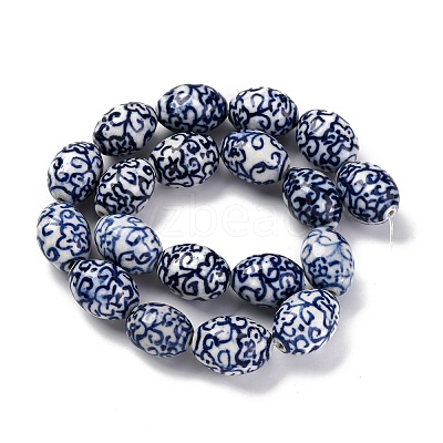 Handmade Blue and White Porcelain Beads PORC-I027-16D-1