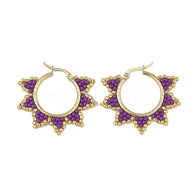 Glass Beaded Hoop Earrings EJEW-MZ00750-02-1
