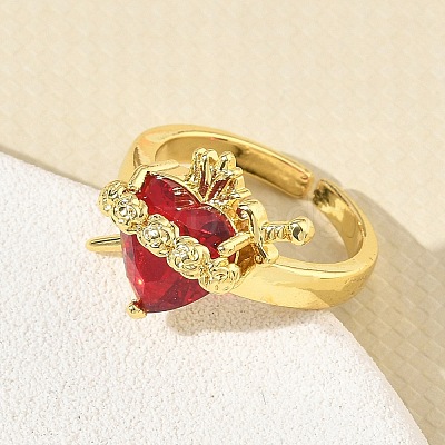 Brass & Glass Cuff Open Rings for Women KK-CBA760A-01B-G-1