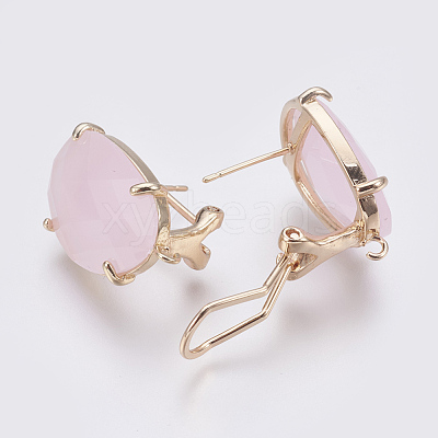 Faceted Glass Stud Earring Findings GLAA-F084-D10-1