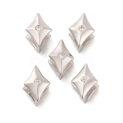 925 Sterling Silver Micro Pave Clear Cubic Zirconia Slide Charms STER-P061-02B-P-1
