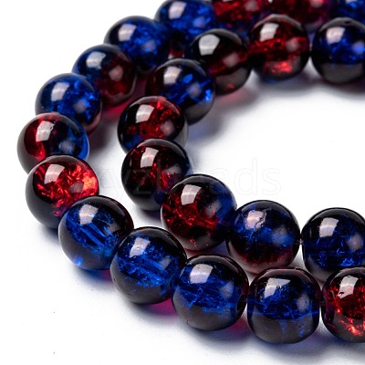 Spray Painted Crackle Glass Beads Strands CCG-Q002-8mm-12-1