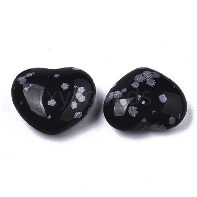 Natural Snowflake Obsidian Heart Love Stone X-G-N0326-56A-1
