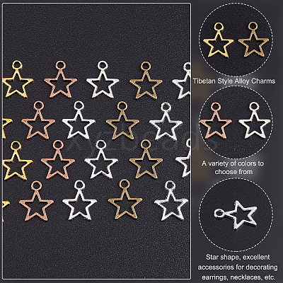 250Pcs 5 Colors Tibetan Style Alloy Charms TIBE-PH0002-10-1
