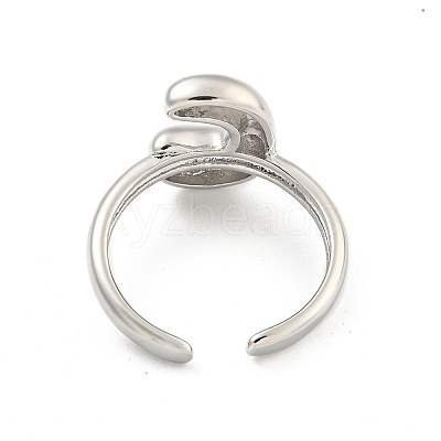 Brass Letter Open Cuff Rings for Women RJEW-G313-01C-P-1