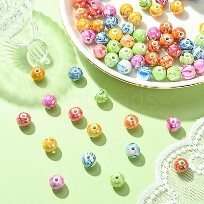 AB Color Wave Printed Acrylic Beads MACR-YW0002-70-1