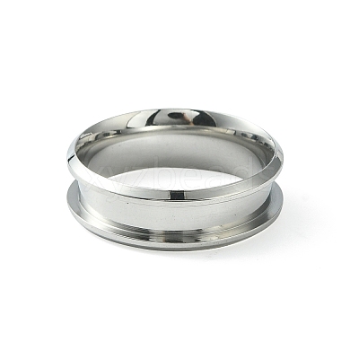 201 Stainless Steel Grooved Finger Ring Settings STAS-TAC0001-10E-P-1