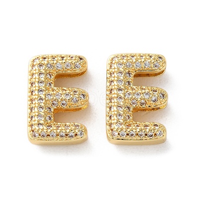 Rack Plating Brass Micro Pave Cubic Zirconia Slide Charms KK-C084-34G-E-1