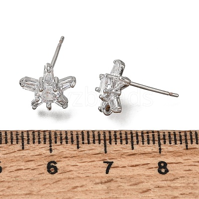 Brass Pave Cubic Zirconia Stud Earring Findings CU-CBAE189-04P-1