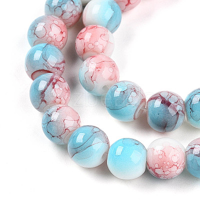 Baking Paint Glass Beads Strands DGLA-N003-8mm-C03-1