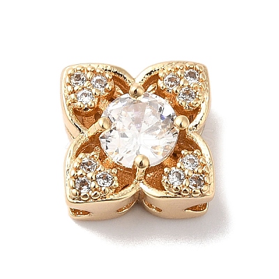 Brass Micro Pave Clear Cubic Zirconia Beads KK-G503-12G-1
