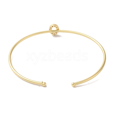 Rack Plating Brass Micro Pave Clear Cubic Zirconia Letter Open Cuff Bangles BJEW-A018-01G-O-1