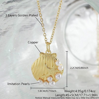 Ocean Summer Brass Pave Clear Cubic Zirconia Pendant Necklaces FS-WG8D1A7-35-1