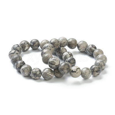 Natural Map Stone Beaded Stretch Bracelets BJEW-A117-E-08-1