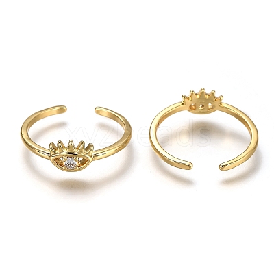 Brass Micro Pave Clear Cubic Zirconia Cuff Rings RJEW-C100-07G-1