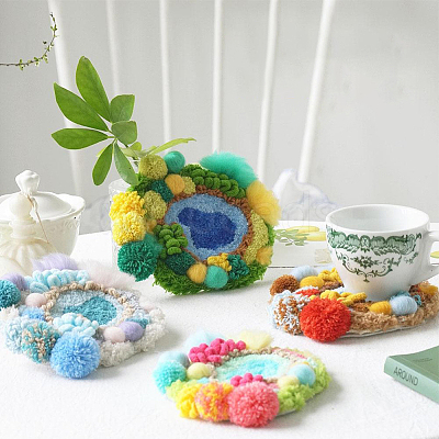 DIY Coaster Punch Needle Embroidery Starter Kits for Beginners DIY-WH20095-003A-1