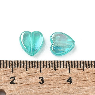 Green AB color Plated Acrylic Heart Beads X-PL539-837-1