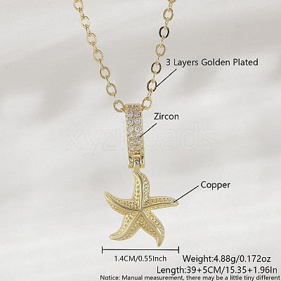 Ocean Summer Brass Pave Clear Cubic Zirconia Pendant Necklaces FS-WG8D1A7-10-1