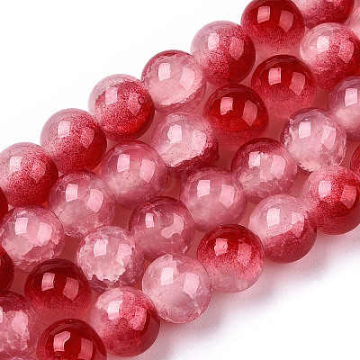 Crackle Baking Paint Imitation Jade Glass Beads Strands DGLA-T003-6mm-11-1