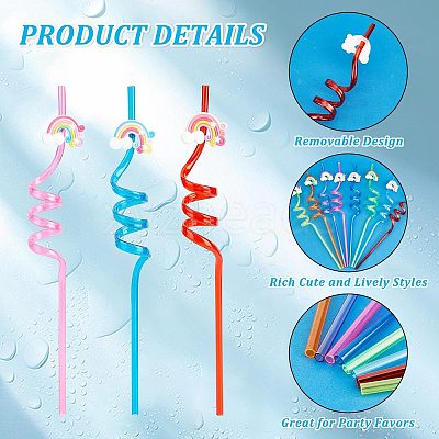 Wholesale Gorgecraft 8Pcs 8 Colors PET Spiral Drinking Straws 