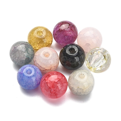 220Pcs 10 Colors Transparent Crackle Glass Beads Strands GLAA-YW0001-49-1