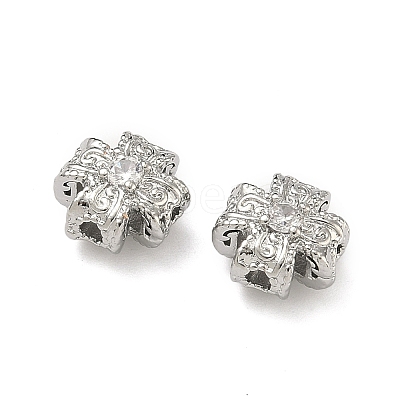 Brass Clear Cubic Zirconia Beads KK-D228-14P-1