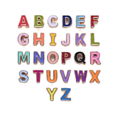 Alloy Enamel Alphabet Beads ENAM-R055-01-RS-1