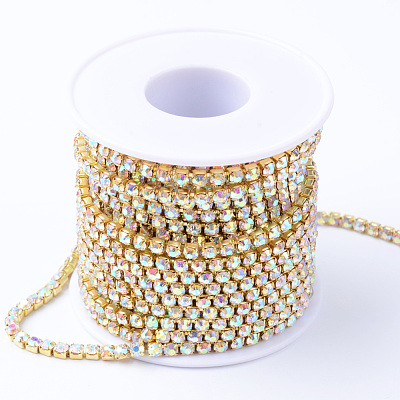 Brass Rhinestone Strass Chains CHC-T001-SS12-02C-1