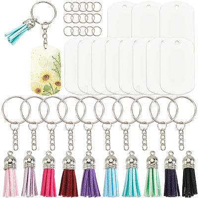 DIY Blank Double-sided Heat Transfer Aluminium Pendant Keychain Making Kits DIY-SP0005-26F-1