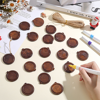 20Pcs Wooden Pendant Cabochon Settings WOOD-AR0001-55-1