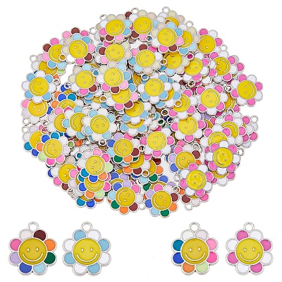 80Pcs 4 Colors Alloy Enamel Charms FIND-DC0003-44-1