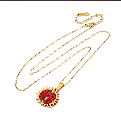 304 Stainless Steel Polymer Clay Rhinestones Sun Openable Pendant Necklaces for Women NJEW-Z065-10G-02-1