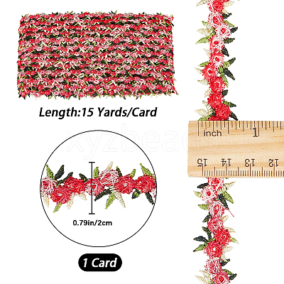 15 Yards Flower Polyester Embroidery Lace Ribbon OCOR-WH0070-77F-1