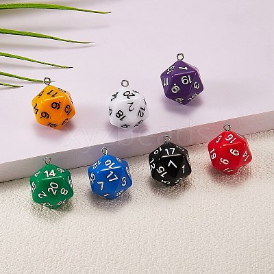 14Pcs 7 Colors Acrylic Pendants MACR-SZ0001-69-1