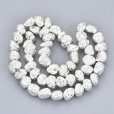 Electroplated Natural Lava Rock Beads Strands G-S352-29S-1