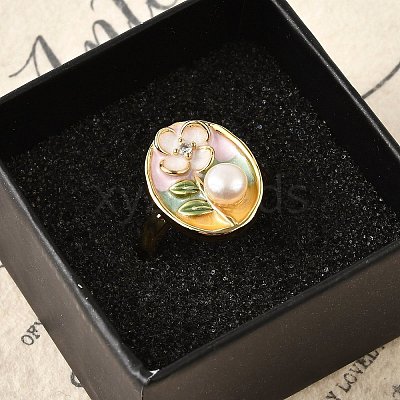 Brass Enamel Cuff Rings RJEW-K291-03G-02-1