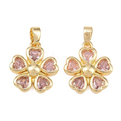 Brass Micro Pave Cubic Zirconia Pendants KK-C248-08G-1