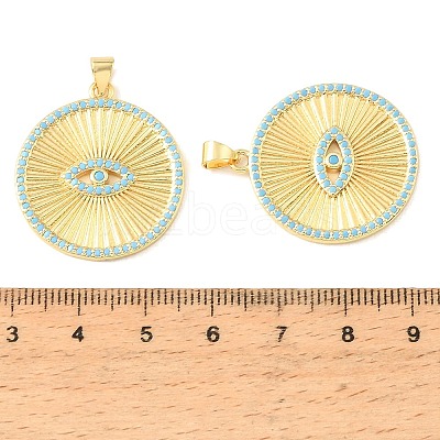 Brass Micro Pave Sky Blue Cubic Zirconia Pendants CU-CBA6938-06G-02-1