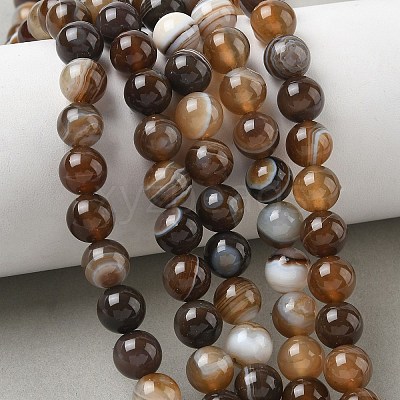 Natural Striped Agate/Banded Agate Bead Strands G-K166-13-8mm-02-1