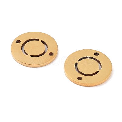 PVD Vacuum Plating 201 Stainless Steel Hollow Flat Round Links FIND-R149-03O-G-1