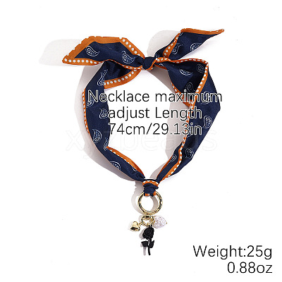 Black Rose Flower Alloy Enamel & Resin & Glass & Plastic Pearl & Rhinestone Tassel Scarf Choker Necklaces FS-WG248CD-01-1