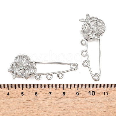 Shell Shape 304 Stainless Steel Safety Pins Brooch Findings SA-CBA098D-16J-P03-1